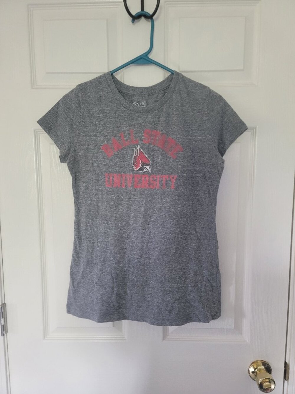 Womens grey and red ball State University Cardinals shirt - size M